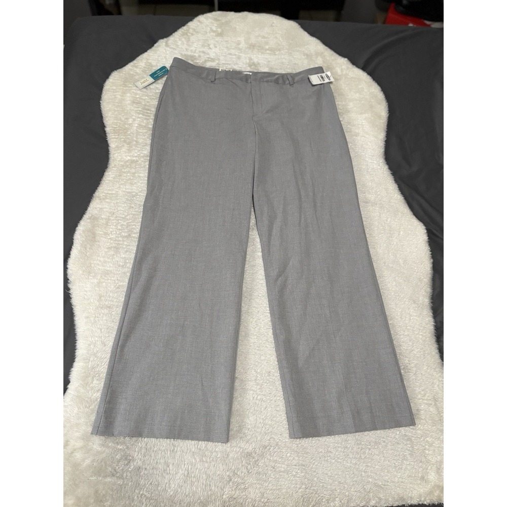 New Old Navy Womens Gray Work Dress Pants 18 Short Straight Relaxed Trouser‎